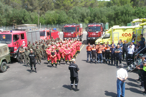 Ejercicio de lucha contra incendios forestales en Palma de Mallorca, organizado por la Direcci&oacute;n General de Emergencias de las Islas Baleares