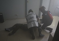 Durante el simulacro realizado por personal pertenecinete al BIEMI se realizó un triaje de las victimas