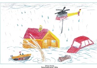 Dibujo ganador en la categroría de 7 a 12 años “Inundación en Campillo (Málaga)”