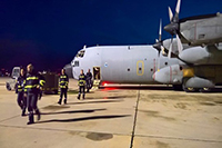 Efectivos del BIEM III a su llegada Mallorca, en un avión C-130 del Ejército del Aire