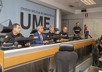 El presidente Alejandro Blanco junto al general Alcañiz durante la visita al Centro de Operaciones Conjunto