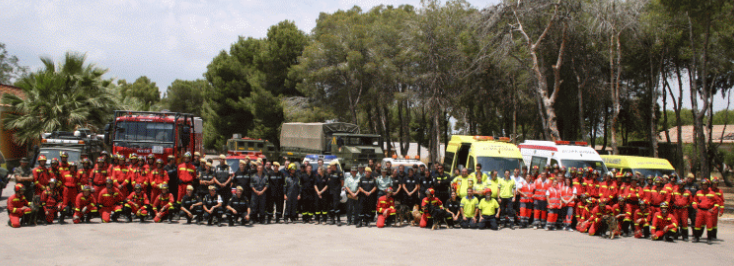 Participaron 140 personas entre bomberos, servicios sanitarios de emergencias, fuerzas de seguridad, Protecci&oacute;n Civil y de la UME.