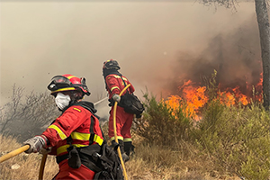 IF ValldEbo donde ya se han calcinado casi 10.000 hectáreas, se han desplegado 172 efectivos y 60 medios del Tercer Batallón de Intervención en Emergencias (BIEM III)