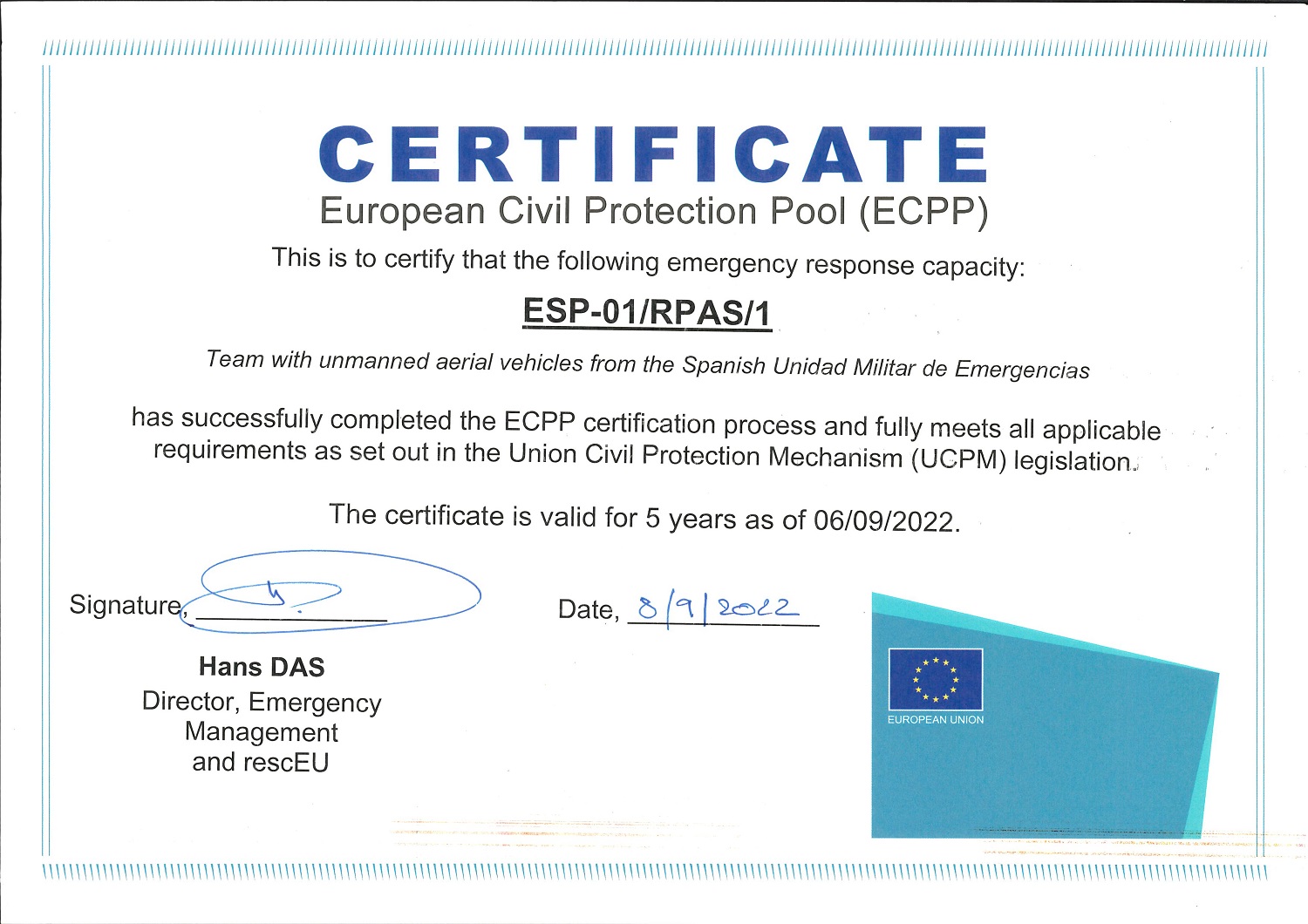 Certificado RPAS