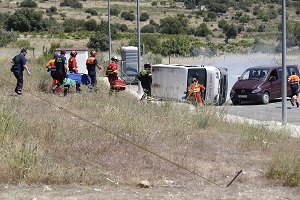 Otro de las prácticas realizadas en el simulacro fue la atención a un accidente con múltiples víctimas