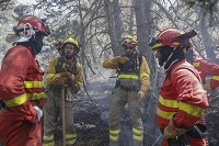 La Unidad Militar de Emergencias se encuentra colaborando desde el pasado domingo, en las labores de extinción del incendio del Real Sitio de San Ildefonso