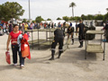 El Regimiento de Apoyo a Emergencias de la UME monta el campamento para damnificados en el recinto ferial. Foto: Fidel Santos OCP/UME