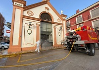 Desinfección en el Mercado de Alcaser (Valencia)